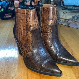 ASOS brown zip ankle boots